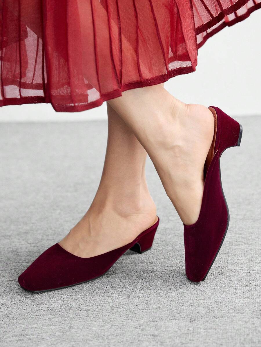 CUCCOO BIZCHIC 女士休闲纯色高跟鞋，适合办公室/通勤穿着 - 酒紅色 - 查看 1