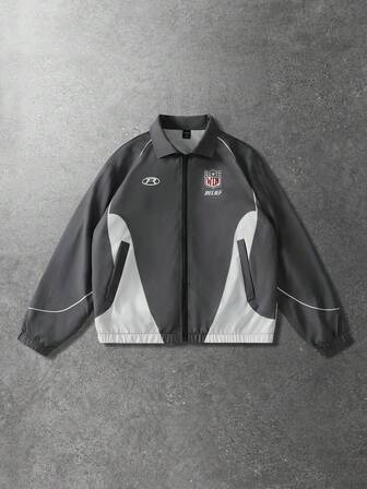 Street Life Giacca unisex da motociclista con stampa grafica in stile americano, adatta per autunno/inverno