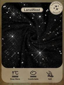 Women's Western V-Neck Tie Lantern Sleeve Sequin Long Sleeve Shirt "LanaWest" - Black - View 2