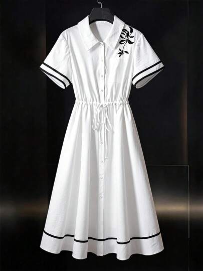 GlowEve CURVE Plus Size Women Embroidered Dress, Casual Wear For Outdoor And Indoor