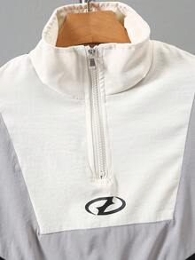 Vacaura 两件套青少年男童休闲黑白拼接拉链外套和裤子套装，适合春秋季户外活动 - 黑色 - 查看 4