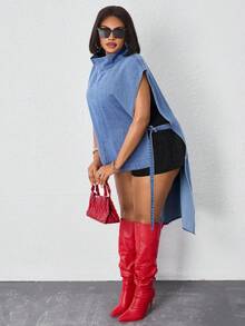 Slaydiva Women Plus Size Denim Top Autumn Women Top Autumns For Women Festivals Elegant Vacations Woman - Blue - View 1