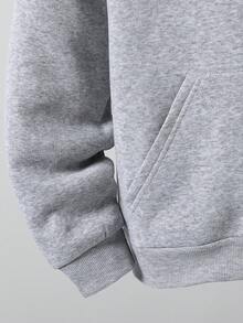 Teen Boy All-Match Graphic Print Versatile Hooded Zip-Up Sweatshirt - رمادي - مشاهدة 5
