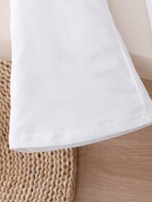 SHEIN Elladie kids 少女时尚套装，大蝴蝶结吊带连衣裙背心+修身喇叭裤，甜美可爱两件套，夏季 - 紅色 - 查看 5