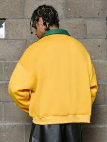 Áo nỉ nam PAVTROS kiểu dáng đường phố, cổ bẻ, khóa kéo ¼, lót giữ nhiệt, mang hơi hướng Brazil, thể thao & thường ngày, kiểu dáng độc đáo, logo thương hiệu, thiết kế theo chủ đề, phù hợp cho mặc hàng ngày, thể thao, giải trí, sự kiện theo chủ đề, quà tặng ngày lễ, quà tặng bạn trai. Áo hoodie màu vàng, áo nỉ, áo sơ mi ngắn tay khóa kéo ¼. - Màu vàng - Xem 2