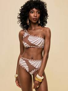 SHEIN Veneréa 3pcs/Set Women Summer Holiday Shell Print Halter Bikini & Mesh Pants 3-Piece Swimsuit Beach Outfit - Multicolor - View 5