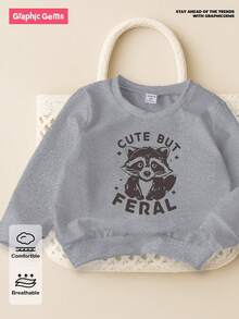 GraphicGems 灰色圆领小男孩浣熊印花卫衣 - 灰色 - 查看 1