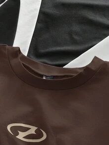 AXEPEAK Set de 3 camisetas de manga corta con cuello redondo y estampado de color contrastante para hombres - Multicolor - Ver 3