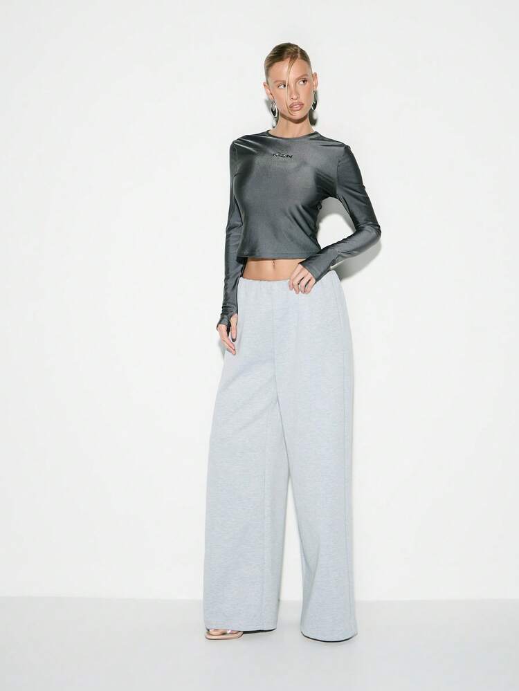 KIZN Wide Leg Jersey Sweatpants With Elastic Waistband