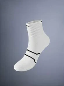 Driftmere 1/2/4 双加大码专业篮球袜、短款跑步袜、高帮运动袜，秋季 - 黑與白 - 查看 2