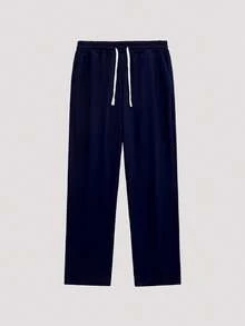 Open Phase 2pcs Men's Striped Letter Print Round Neck Sportswear Set, Graphic Pullover Sweatshirt And Pants Suit, Suitable For Outdoor And Sports, Fall Clothes - Navy Blue - View 12