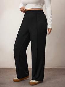 Enliva Curve Plus High Waist Black Straight Leg Pants, New Year - Black - View 4