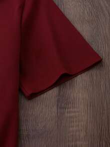 Camiseta para mujer 100% algodón con textura suave y cómoda, cuello redondo y manga corta ideal para toda ocasión con estampado de corazones Festividades - Vino - Ver 4