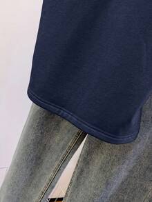 SHEIN Franclia Women's Solid Color Lace Patchwork Elegant Camisole - Navy Blue - View 4