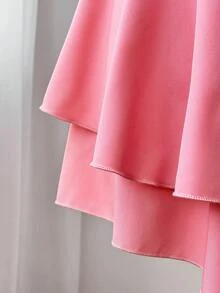 Sweetra 大码女式休闲度假粉色双层下摆连体裤 - 粉色 - 查看 4