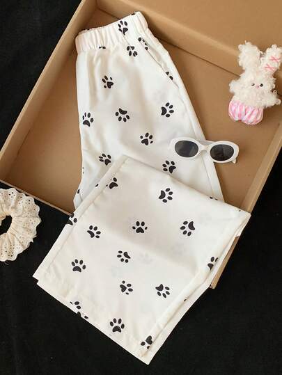 Comfortcana 2026 New Arrival Spring/Summer Women's Claw Print Casual Pants Beach Outfit For Women Holiday Outfits For Women Y2k Work Outfits For Women Women's Country Pants White Pants