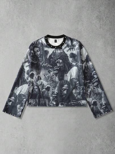 Street Life sweat-shirt ample à imprimé diamant scintillant pour hommes