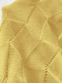 EMERY ROSE Women's Loose Casual Round Neck Drop Shoulder Long Sleeve Knitted Sweater Dress, Autumn/Winter - Yellow - View 3