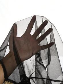 SHEIN Bộ 2 váy lưới in họa tiết hoa thanh lịch cho bé gái - màu đen - Xem 8