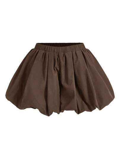 COSMINA Women's Solid Color Elastic Waist Fashionable Versatile Harem Pants,  Bubble Skirt,  Balloon Skirt ,  Brown Skirts,  Mini Skirt,  Skirts Mini