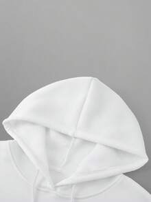 Manfinity Dauomo 男士白色樱花标语印花连帽衫，带口袋，休闲套头卫衣，适合日常穿着，秋冬季 - 白色 - 查看 7