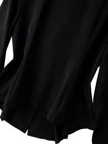 GlowEve CURVE 大码女士优雅纯色翻领单排扣外套搭配花卉提花A字裙套装，适合返校、毕业典礼、情人节、音乐节、母亲节、万圣节、感恩节、复活节、国庆节、晚宴、约会派对、婚礼季、户外郊游等场合。 - 黑色 - 查看 6