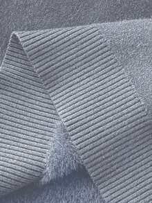 Linhara Plus Size Solid Color Turtleneck Sweater, Thermal Lined, Autumn/Winter - Light Grey - View 5