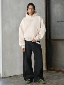 PAVTROS Men's Drop Shoulder Long Sleeve Casual Loose Short Hoodie Y2k Hoodie,Streetwear - Khaki - View 3