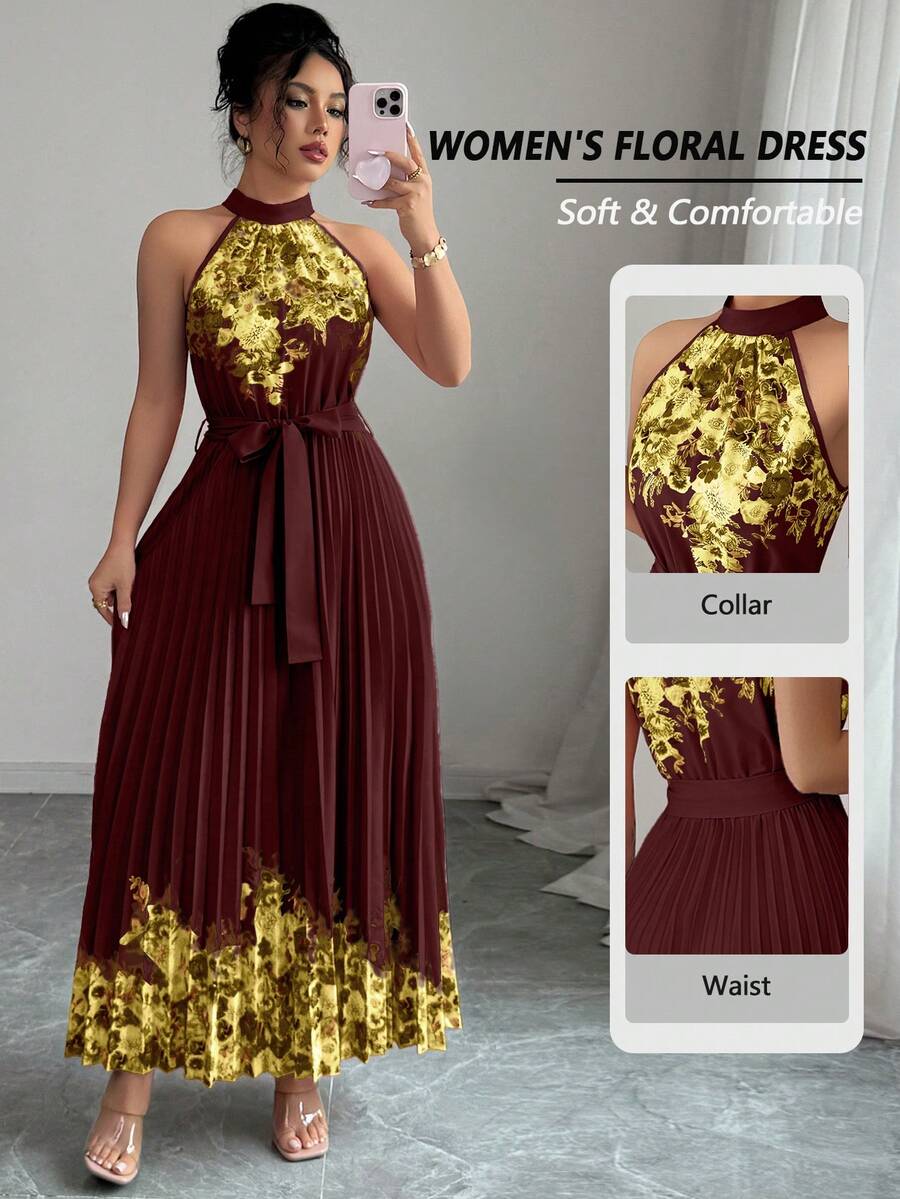 Elenzga 女士夏季优雅碎花宽松吊带连衣裙 - 彩色 - 查看 1