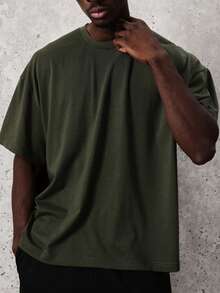 SUMWON Men's Essentials Short Sleeve Crew Neck T-Shirt With Upper Back Text Print Casual Cotton Tee