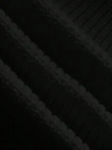SHEIN PETITE 女士不对称蝙蝠袖下摆纯色高领毛衣，时尚百搭，适合假日和度假穿着，娇小身材也能轻松驾驭的升级版，秋冬季 - 黑色 - 查看 14