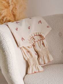 CosyJoli Áo cánh thêu cỡ lớn cho nữ, Áo hoa nhỏ xinh, Áo sơ mi dài tay dễ thương, Trang phục thường ngày khi đi làm - Màu be - Xem 4