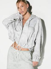 KIZN Áo hoodie ngụy trang cỡ lớn có mũ rút và khóa kéo phía trước cho phong cách đường phố thường ngày mùa thu đông - Nhiều màu - Xem 4