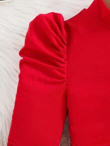 Emery Rose Kids Emery Rose Kids 女童纯色立领羊腿袖休闲T恤 - 彩色 - 查看 4