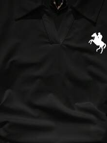 Attitoon Áo thun dài tay ve áo in hình ngựa thời trang thường ngày dành cho nữ - màu đen - Xem 4