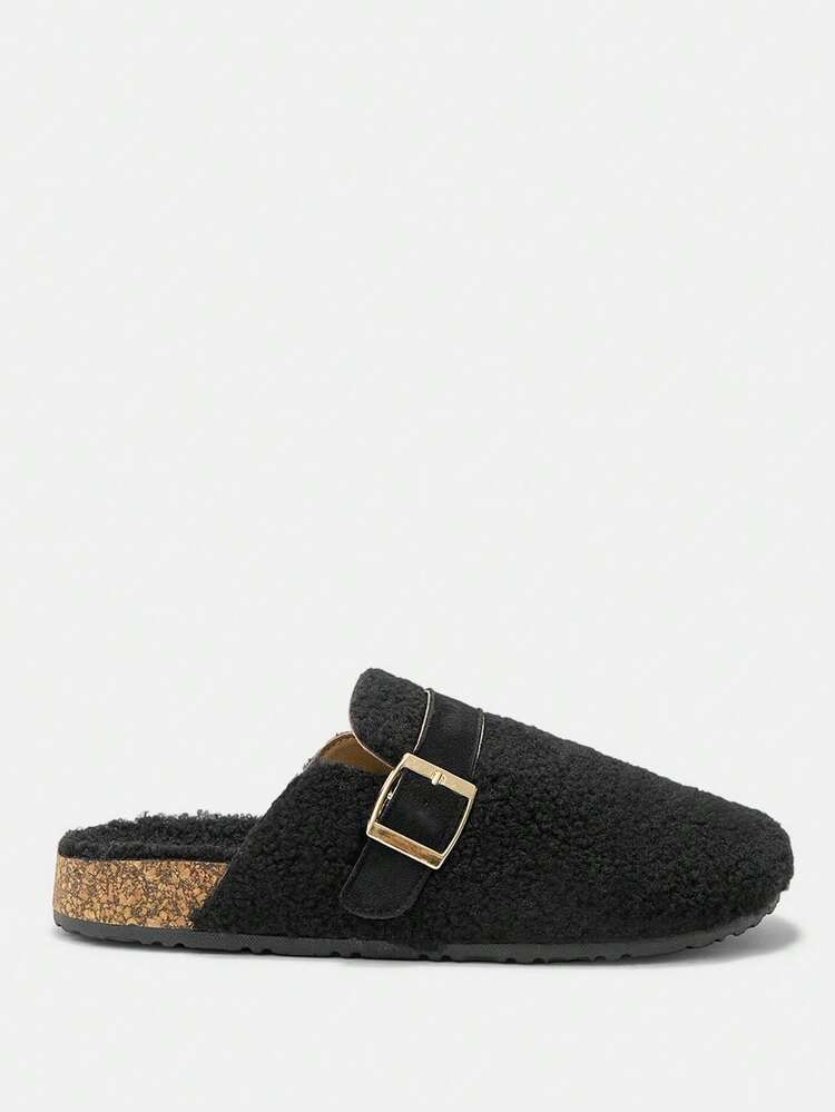 CUCCOO CURVES Women's Plus Size Flat Slip-On Slippers With Thermal Lining