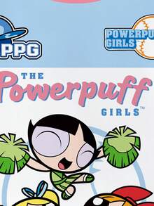 THE POWERPUFF GIRLS X SHEIN Young Girl Powerpuff Girls Blossom, Bubbles, Buttercup Pattern Colorblock Round Neck Short Sleeve T-Shirt - White - View 3