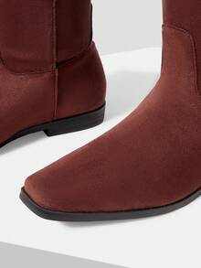 MOTF Giày bốt mũi vuông cổ điển cao đến giữa bắp chân dành cho nữ - màu nâu - Xem 6