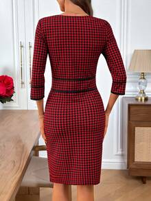 EMERY ROSE Women's Elegant Patchwork Mid-Length Party Dress - Multicolor - View 2