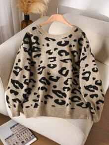 CosyJoli Plus Size Casual V-Neck Bowknot Tie Back Loose Pullover Sweater/Winter - Multicolor - View 3