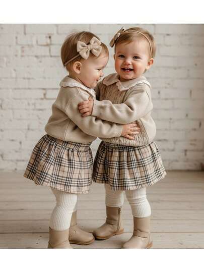 Loomiva Baby Girl Colorblock Twist Cable Pattern Peter Pan Collar Long Sleeve Pullover Sweater, Versatile & Comfortable