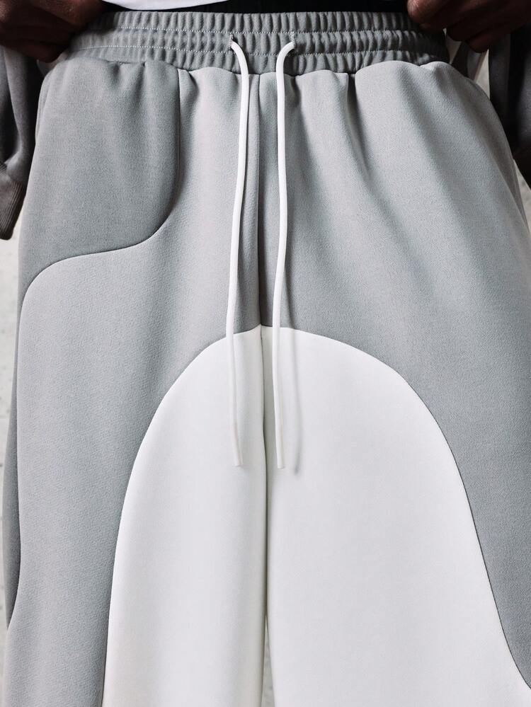 Color Block Wave Pattern Sweatpants With Elastic Waist