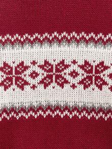 Open Phase 男士休闲百搭格子圣诞嵌花针织套头毛衣，适合春、秋、冬三季穿着。 - 紅色 - 查看 4