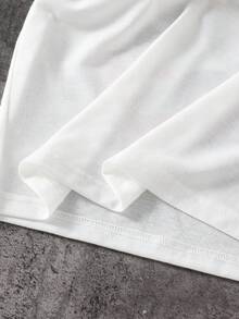 Coolqubz Summer Boys' Street Fashion Casual Versatile Letter Graphic Print Loose Knit Short Sleeve T-Shirt - White - View 5