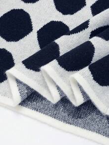 Franclia Elegant Geometric Polka Dot & Striped Long A-Line Knit Skirt, Casual & Versatile For Commuting, Autumn/Winter - Multicolor - View 8