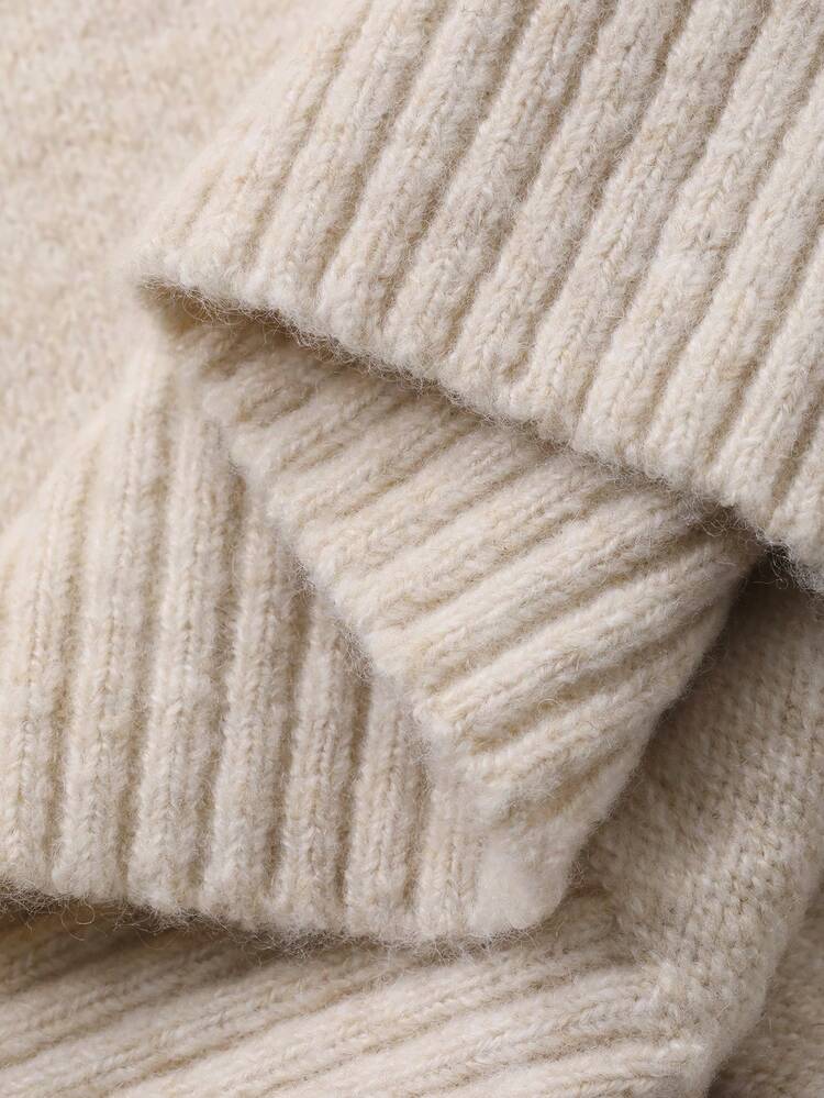 Women's Elegant Oblique Shoulder Patchwork Fringe Loose Knit Sweater, Autumn/Winter