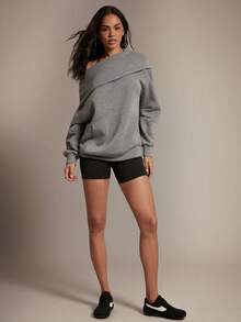 Hauture 女士休闲长袖卫衣 - 灰色 - 查看 4