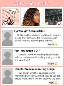 Boho Braids 100%真人发丝，深波浪羽毛线波西米亚风钩编发，真人发沙龙级丝滑无痕隐形接发，适合发量较少的女性，微环预编真人发接发 - SNATURAL/30 - 查看 10