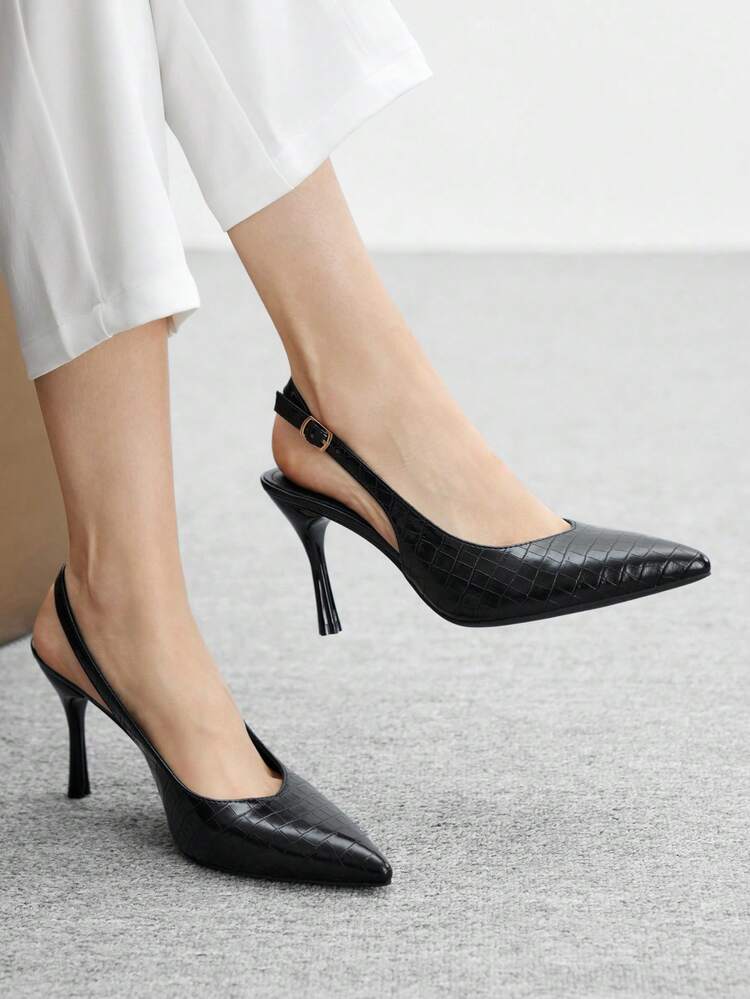 CUCCOO BIZCHIC Women's Pointed Toe Buckle Design Everyday Versatile Fashion High Heels For Christmas