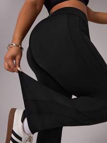 Rhythm Era Women's V-Back Lifting Cinched Waist Flare Pants, Casual Sports Leggings For Daily Wear, Running, Yoga, Plus Size Black Flared Leggings Yoga Dress Pants Black Leggings Tummy Control